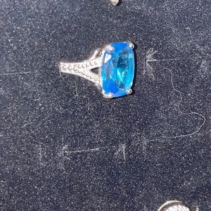 SZ 5.5 Stunning Bright Blue and CZ Ring Seascapes